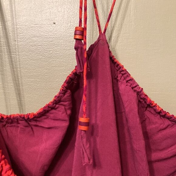 𝅺FREE People Chiffon Safari Sun Short Casual Dress in Mango Combo Size Small - Picture 13 of 15